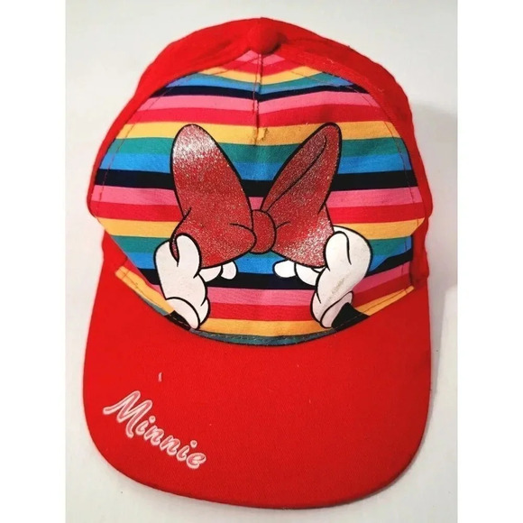 DISNEY MINNIE MOUSE RAINBOW / RED BOW CHILD HAT CAP ADJUSTABLE - Picture 1 of 7